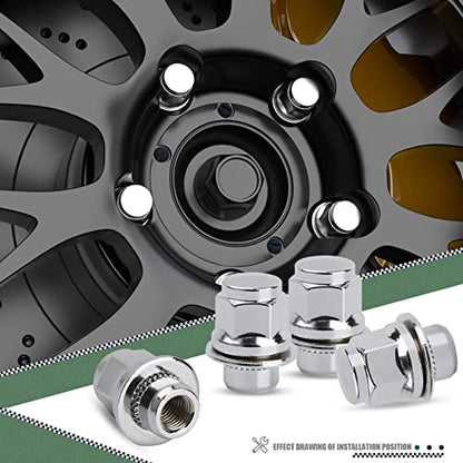 12mmX1.5 Mag Lug Nuts Compatible with Toyota Tacoma Camry Corolla 5 Lug Wheel, M12x1.5 OE Style Aftermarket Wheel Nuts fit Highlander RAV4 Prius Stock Rim, 20pcs Alloy Steel Nuts Replace Factory Nuts
