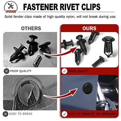 moveland 120 PCS 8mm UTV ATV Fender Clips Push Body Rivets Fasteners Clamps - size: 120 Clips 8mm + Remover