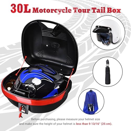 AHR 30L Motorcycle Top Case Trunk Black Tail Box Scooter Tour Motorcycle - size: 30L