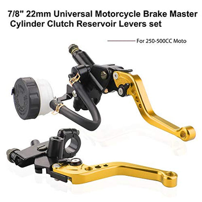 Universal 7/8" 22mm Motorcycle Brake Clutch Lever Master Cylinder Reservoir - color: Yellow