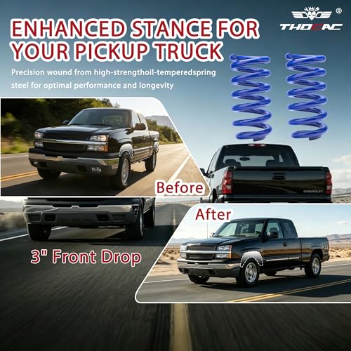 3” Front Coil Spring Lowering Kit for Chevy Silverado/GMC Sierra 1500 1999-2007 (V8 Only) Drop Coils Kit, Blue - color: blue, size: 1999-2006 Silverado/Sierra 1500 3''Drop