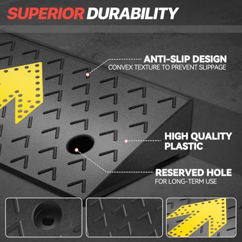 3" Rise Rubber Curb Ramp for Forklift, Driveway Sidewalk, Heavy Duty Car - size: 3" Rise Arrow