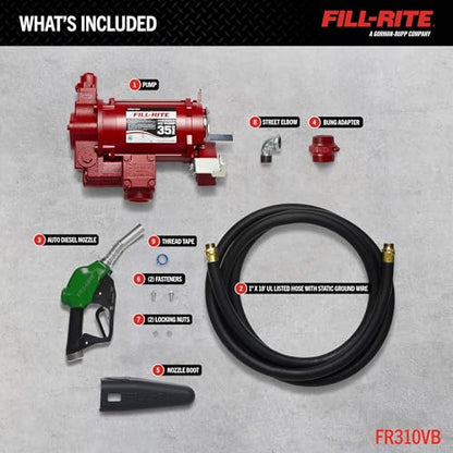 Fill-Rite FR310VB 115V/230V 35 GPM Fuel Transfer Pump w/Discharge Hose & Automatic Nozzle (Red) - style: Auto Nozzle (Green)
