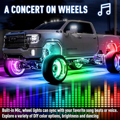 17" 4PCS Double Row Wheel Ring Lights Rim Lights for Truck Pickup - size: 17inch