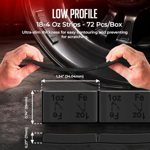 Wheel Accessories Parts 1 Oz. Black Low Profile Stick-On Adhesive EasyPeel Tape Wheel Balancing Weights 2.04 kgs 4.5 lb Box US Made Tape 72 Pcs per Box - size: 36 Pcs Black, style: 1 Oz Segment