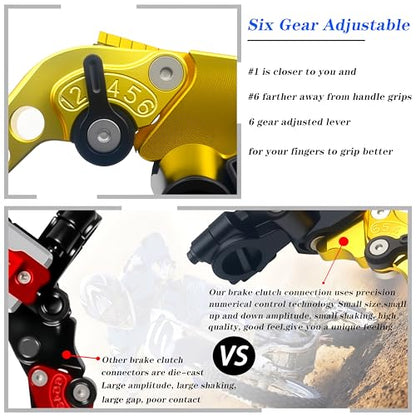 Universal Motorcycle 7/8" 22mm Handlebar Brake Master Cylinder Clutch Lever CNC Left & Right Set Compatible with Honda Kawasaki Suzuki Yamaha（ Piston Diameter 12.7mm (Gold) - color: Gold