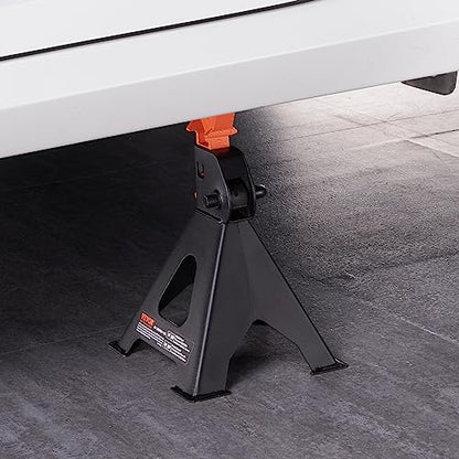 VEVOR Jack Stands, 3 Ton (6,000 lbs) Capacity Car Jack Stands, 10.8-16.3 inch Adjustable Height, for lifting SUV, Pickup Truck, Car and UTV/ATV, Red, 1 Pair - style: 3T Single Locking