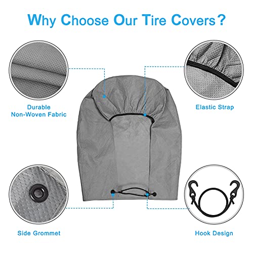Tire Covers for RV Wheel Set of 4 Non-Woven Wheel Covers Waterproof UV Coating Tire Protectors Universal Fit for RV Trailer Camper Truck Jeep SUV Car Wheel, Fits Tire Diameters 30-32” - size: 30-32”