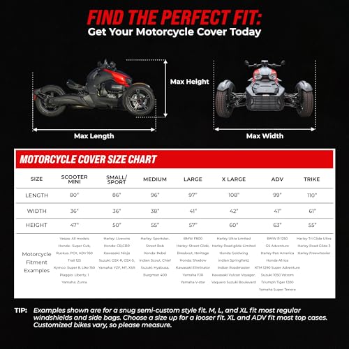 Badass Moto Waterproof for Can-Am Spyder RT Limited Cover 2020-2026, Black - color: Badass Black, size: [SPYDER RT 2020+] 112"L x 62"W x 57"H