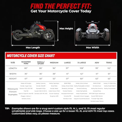 Badass Moto Waterproof for Can-Am Spyder RT Limited Cover 2020-2026, Black - color: Badass Black, size: [SPYDER RT 2020+] 112"L x 62"W x 57"H