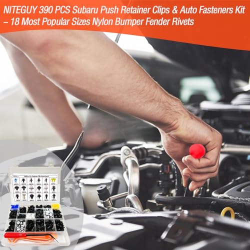 390Pcs Subaru Car Plastic Rivets Fasteners Push Retainer Kit,18 Most Popular Sizes Auto Push Pin Rivets, for Subaru Toyota Body Interior and Exterior Retainer Fastener Clip