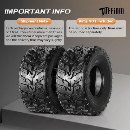 TUFFIOM Set of 2 ATV UTV Tires, 22x10.00-9/6PR All-Terrain Mud Tires with Directional Tread, Drainage, Strong Srip and Snow-breaking for Rainy/Snowy Areas, Tubeless Trail Tire - size: 22x10.00-9 (2 pack)