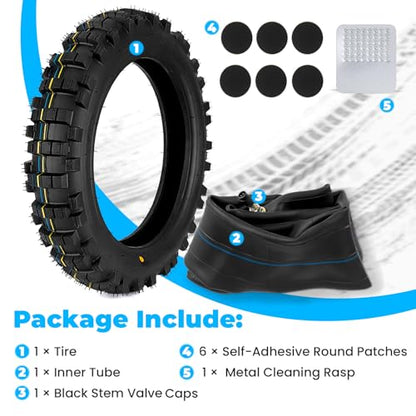 80/100-12 Dirt Bike Tire,3.00-12 Dirt Bike Tire & Inner Tube Set