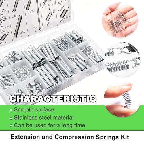 200PCS Spring Assortment Kit Zinc Plated Extension and Compression Springs Kit with 20 Different Sizes for Home Repairs & DIY - size: 200PCS (20 Sizes)