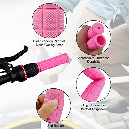 Bike Handlebar Grips with Tassel for Girls Boys and Kids - color: Pink & Streamers