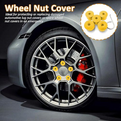 20PCS Car Wheel Lug Nut Covers, 17mm Wheel Bolt Cover Caps with Removal Tool, Black Lug Nut Covers Replacement 1K0 601 173 Compatible with VW Jetta Beetle Passat GTI CC (Yellow) - color: Yellow