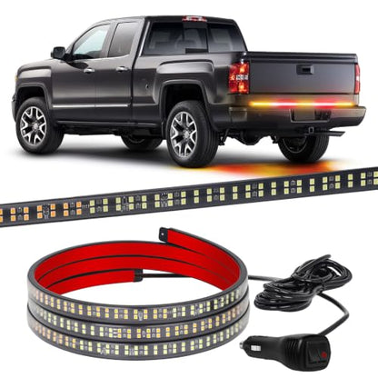 XRIDONSEN 60 inch Tailgate Strobe Lights Strip Red Amber Strobe Lights - color: Amber/Red