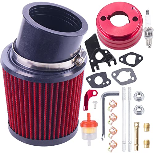 High Performance Upgraded Air Filter adapter Intake Spark Plug Kit for Predator 212cc 6.5 Hp Engine Mini Bike Go Kart Racing （Red） - color: red, size: Without carburetor