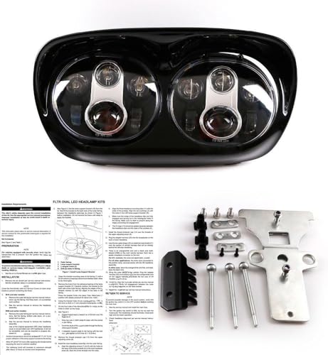 TOPNEW Dual LED Headlight for Motorcycle Road Glide 2004 2005 2006 2007 2008 2009 2010 2011 2012 2013 (Silver+Black) - color: Silver+Black