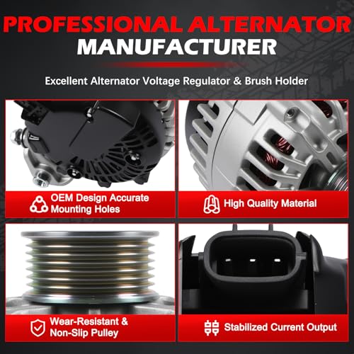 11256 Alternator Fit for 2008-2019 Frontier, 2008-2015 Titan, 2008-2012 Pathfinder, 2007-2015 Armada, 07-15 Xterra, 08-10 QX56, 09-12 Equator, 4.0L 5.6L, 130Amp 12V Alternator OE 11256N - size: 11256 | 130A
