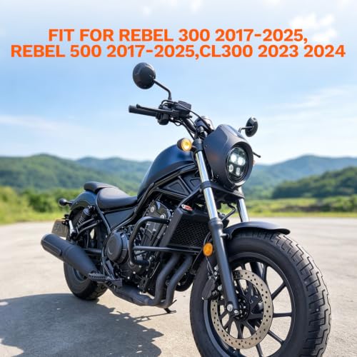 CHIFUN Engine Guard Highway Crash Bar for Honda Rebel 300 CMX300 2017-2025, Rebel 500 CMX500 2017-2025, CL300 2023 2024, 1.25‘’ Steel Motorcycle Frame Protection Bars Replacement (Black)