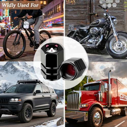 4Pack Kitty Cat Tire Valve Caps Aluminum Leak-Proof Valve Stem Covers - color: Cat
