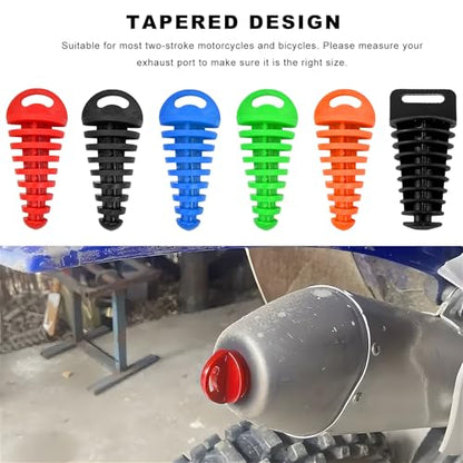 Sun Walker 2 PCS Muffler Exhaust Wash Plug, 0.6"-1.5" Motorcycle Exhaust Silencer Cleaning Plug with Streamer, Rubber Muffler Tailpipe Wash Protector for 2 Stroke Dirt Bike ATV (Red) - color: Red, Thin