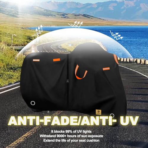 Motorcycle Cover Waterproof Outdoor,116" Durable 420D Oxford Cloth