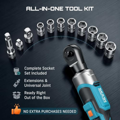 Seesii 1/2" Impact Wrench & 3/8" Ratchet Combo Kit for Auto Repair
