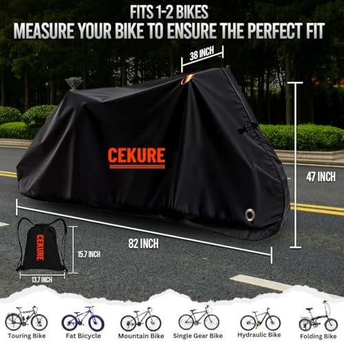 1-2 Bike Cover for Transport on Rack, Heavy Duty 600D Accident Proof Design - size: 82x38x47 inches (Transport)