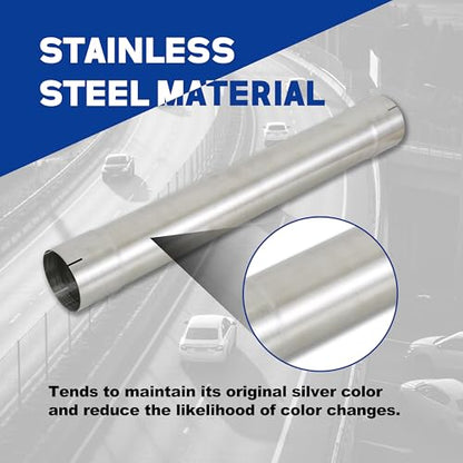 Universal T304 stainless steel Exhaust Pipe flared Tube-36" 3 Feet Length 3" ID,Muffler Replacement Pipe - size: 3"X36"