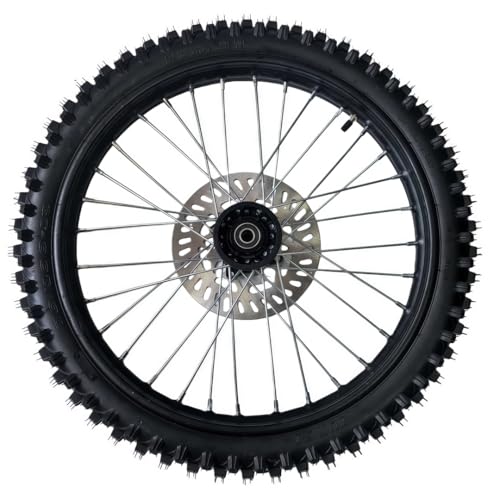 Beeking 70/100-19 Front Wheel Rim Tire Assembly for Dirt Bike 15mm axle front Wheel Rim Tire Fits 90cc-150cc dirt bike TTR SSR CRF Apollo Includes 220mm brake disc.