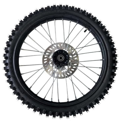 Beeking 70/100-19 Front Wheel Rim Tire Assembly for Dirt Bike 15mm axle front Wheel Rim Tire Fits 90cc-150cc dirt bike TTR SSR CRF Apollo Includes 220mm brake disc.