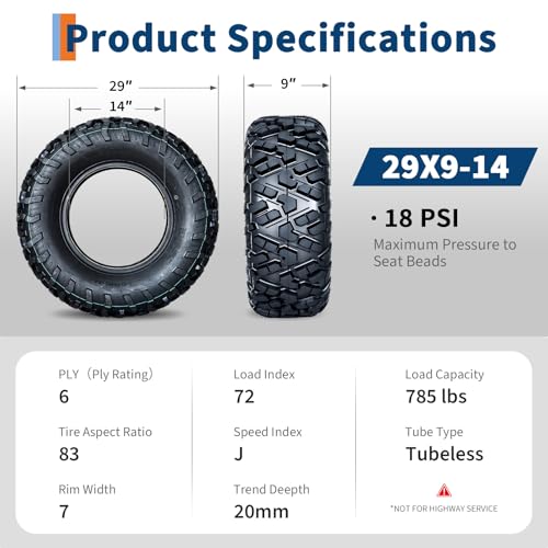 29x9x14 ATV UTV Tires, 29 9 14 All-Terrain Tires,A102, 29x9-14 UTV ATV Tire for Off-Road, Mud, Dirt, Sand, Street Trail, 6PR Tubeless,2 Pack - size: 29X9-14, style: Pattern D