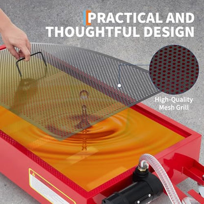 20 Gallon Low Profile Oil Drain Cart, 110V Pump, 8.2ft Hose & Free Gloves - color: Red, size: 20 Gallon(110V Electric Pump&Gloves)
