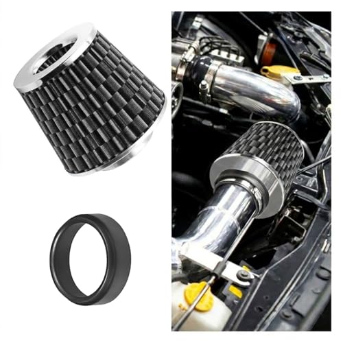 LAINLOY Universal Clamp-On Air Intake Filter for Cars, 76MM, CarbonFiber - color: 76MM/CarbonFiber