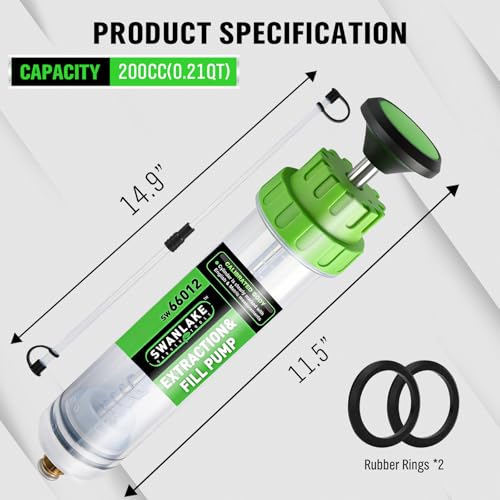 SWANLAKE 200cc Fluid Extractor, Extraction&Fill Pump,Fluid Syringe Pump Manual Suction Vacuum Fuel Car Transfer (Pack of 2) - color: green