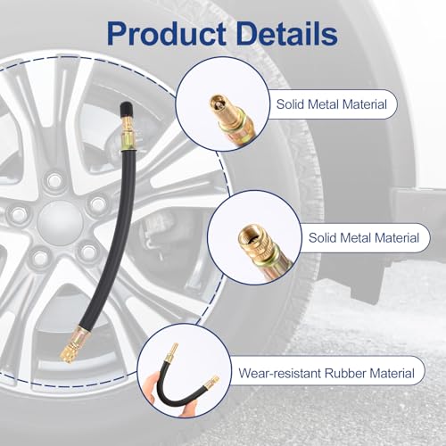 2Pcs Flexible Rubber Tire Valve Extension Hose