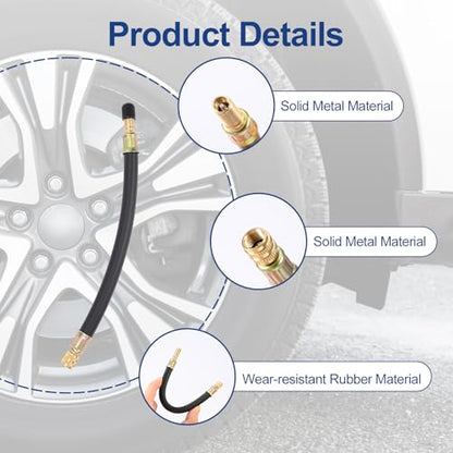 2Pcs Flexible Rubber Tire Valve Extension Hose