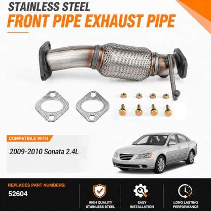 52604 Flex Exhaust Pipe for 2009-2010 Hyundai Sonata 2.4L FP08 - size: 2009-2010 Sonata 2.4L