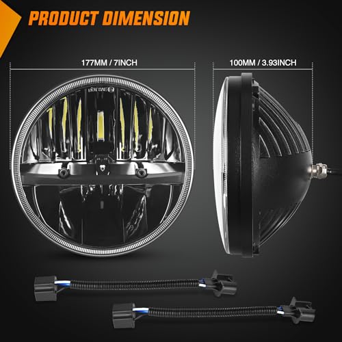Nilight 2PCS 7 Inch LED Headlights Compatible with 2007-2017 JK JKU - color: JK Headlight White 2007-2017