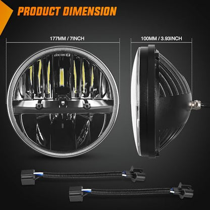 Nilight 2PCS 7 Inch LED Headlights Compatible with 2007-2017 JK JKU - color: JK Headlight White 2007-2017