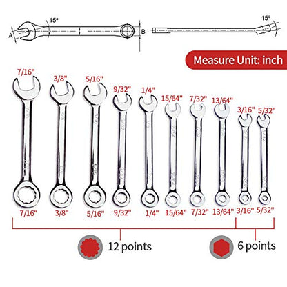 SPEEDWOX Ignition Wrench Set SAE Metric Small Open and Box Wrenches Mini Spanner Set Combination Wrench Set with Portable Storage Pouches - size: Combination Metric & SAE 6-Piece