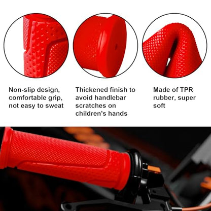 9-Color Kids Bike Handlebar Grips - Non-Slip TPR Bicycle Grips for Mini Bikes & Micro Scooters (22.2mm, 90mm) - color: Red