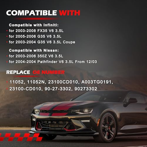 11052 Alternator 12V 110A Fits for V6 3.5L for G35 FX35 2003-2008, for 350Z 2003-2006, for Pathfinder 2004 V6 3.5L Replace OE 11052N, 23100CD010, A003TG0191 - size: 11052 | 110A