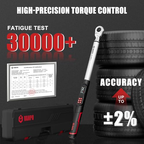 VANPO Digital Torque Wrench 1/2", 14.7–295 ft-lb for Trucks - size: 1/2-Inch -02