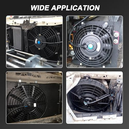 JDMSPEED New Universal Electric Radiator Slim Cooling Fan Push Pull 10" Inch 12v 80w 1750CFM - color: Black, size: 10 Inch