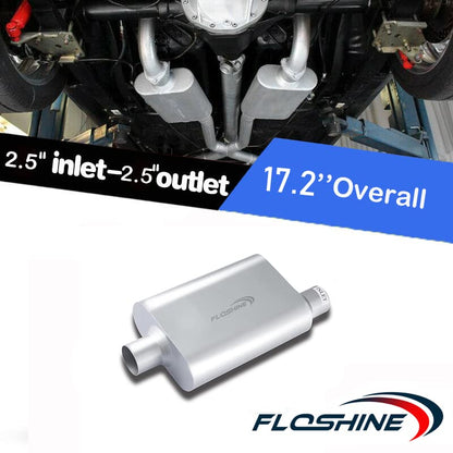 Universal Mufflers, Two Chamber 2.5'' offset inlet (ID) 2.5'' offset outlet (ID) Performance Automotive Exhaust Muffler FH42543 - size: 2.5"