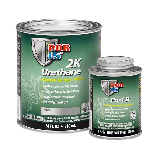 POR-15 2K Urethane - Clear - 32 FL OZ - Two Part Industrial Top Coat | Durable Long-Lasting Coating | Hammer Tough Finish - color: Clear, size: 32 Fl Oz (Pack of 1)