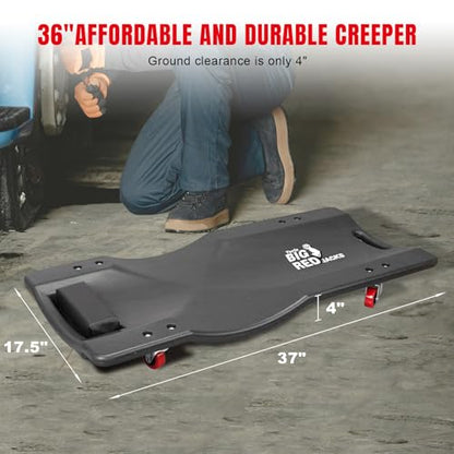 BIG RED 36" Rolling Garage Creeper, Shop Creeper Blow Molded Plastic Mechanic Cart with Padded Headrest with 4 Casters,350 LBS, Black,TR6240-P Torin - style: Creeper-36inch-Grey